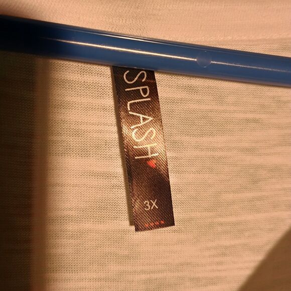 Women's White Short Sleeve Henley Tunic Top with Button Detail - Picture 4 of 5